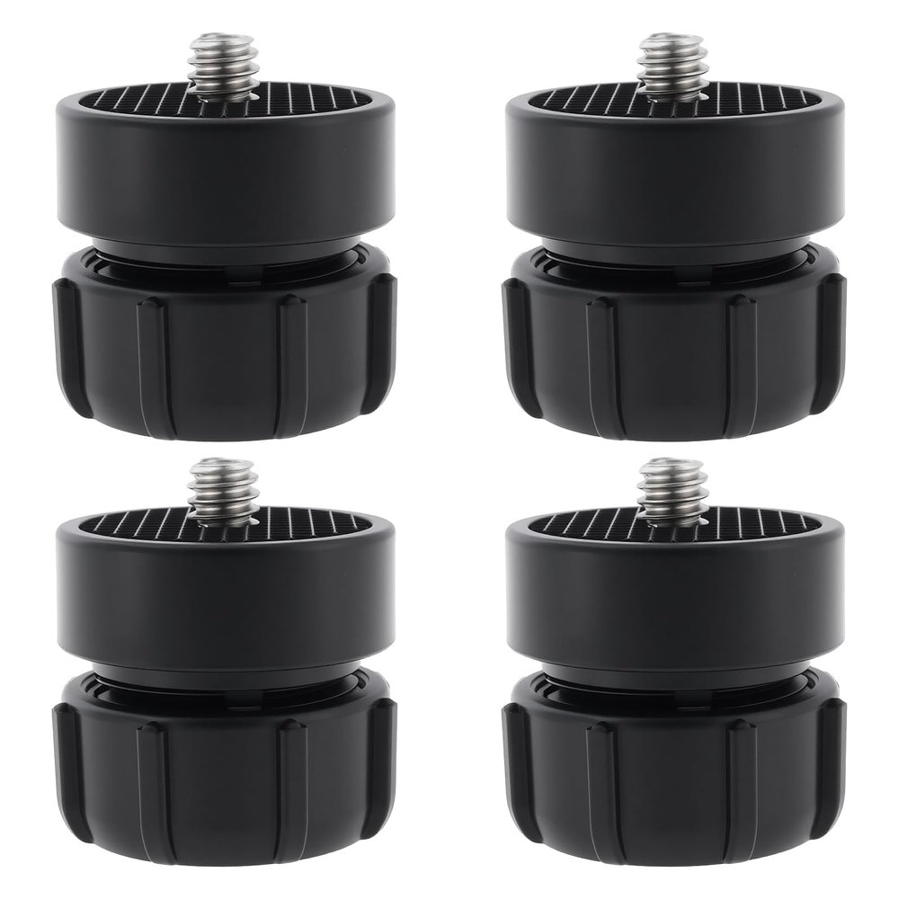 Micro Traders 4Pcs 17mm Ball Socket to 1/4-20 Male Screw Adapter Compatible with Arkon GN010 GN014 GN015 GN016 30x28mm Black