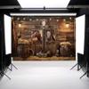 10X7ft Western Party Backdrop Rustic Wooden Cowboy Backdrop, Wild West Wooden House Farm Photography Background Western Theme Cowboy Birthday Party Decor Banner Photo Studio Props view 2