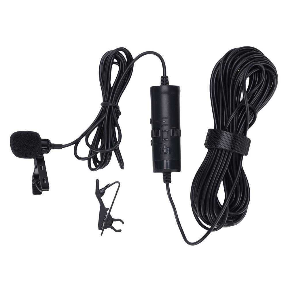 Yoidesu Lavalier Lapel Microphone, 360 Rotation 3.5mm Wired Clip On Mic Noise Reduction Cardioid Microphone for Smartphone PC DSLR Camera