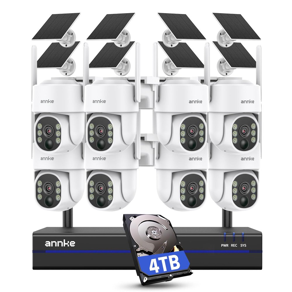 ANNKE Wireless Outdoor Cameras for Home Security, 16CH 4K NVR Kit Expandable, 4MP 8Cam, Camera for Outside, 360 Pan & Tilt, PIR Detection, Human Detection, 2 Way Audio, Color Night Vision