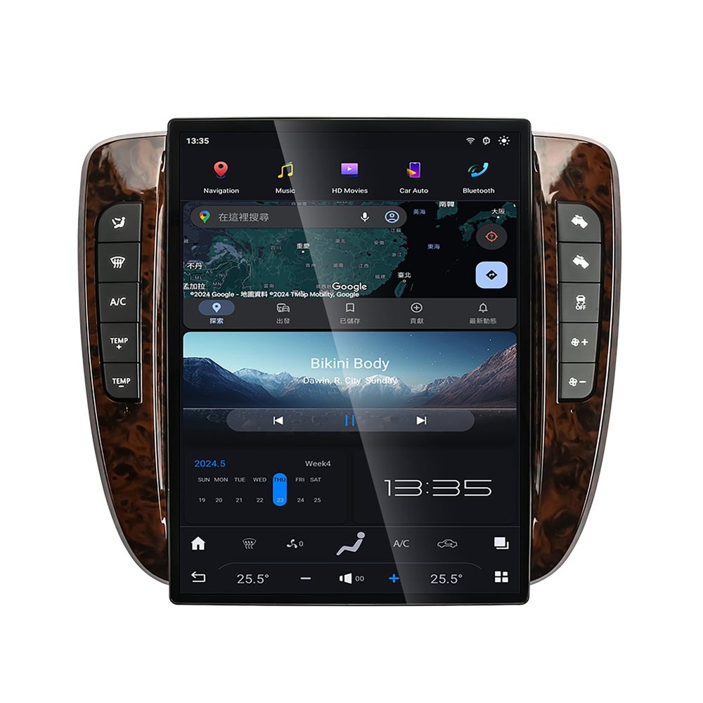 12.1'' Car Radio for GMC-Yukon/Chevy Suburban Tahoe 2007-2013 Android Auto Stereo Touchscreen GPS Navigation with Wireless Carplay Upgrade Unit