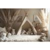 YongFoto Bear Theme Backdrop 12x10ft Tent Blanket Pampas Boho Photography Background Baby Shower Cradle Ceremony Kid Birthday Party Banner Baby Portraits Photoshoot Wallpaper Photo Studio Booth Prop view 1