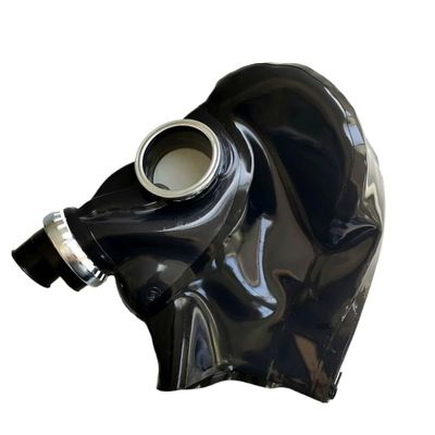 Latex Hoods Full Coverage Closed Head Cover with Gas Mask Respirator Back Zipper (S,Black)