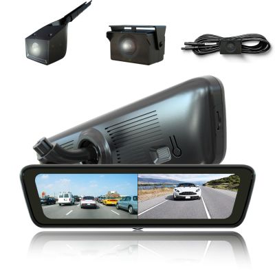 Sinjet 8.2 Rear View Mirror Camera OEM with IPS Screen, Detached Front Lens, Front and Rear Camera, Night Vision, Parking Monitor, FHD 1080P, 32GB SD, Bracket #33  for Volvo