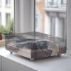 Qehuruxo Gray Marble Turntable Dust Cover  Universal Record Player Cover for SL-Q300/SL-B250/SL-B260 & More  Waterproof, Scratch-Resistant, Lightweight & Foldable view 2