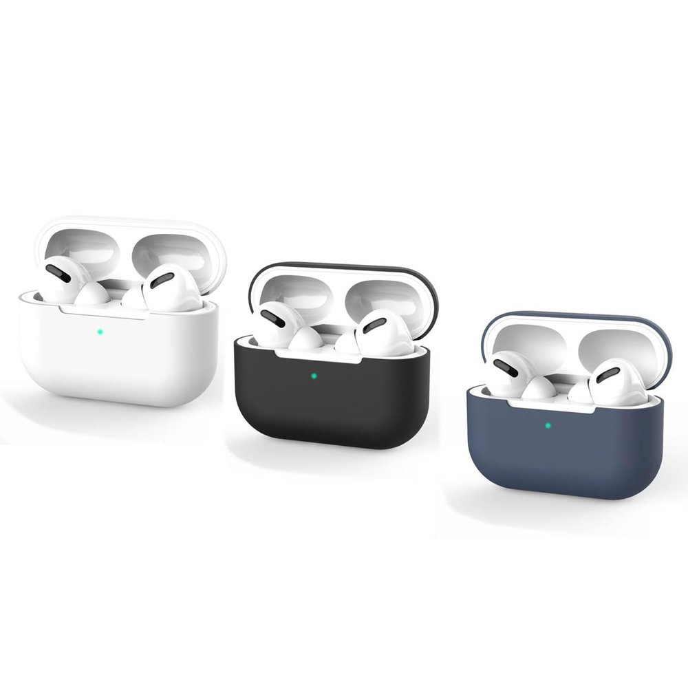3 Pcs Set (White+Blue+Black) Case for AirPods Pro/Pro 2, Men Women Ultra Thin Soft Silicone TPU Solid Colors Earphone Cover Skin Earbud Protection Wireless Charging Cover for AirPods Pro