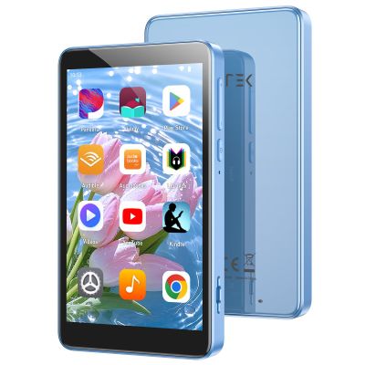 AGPTEK 96GB MP3 Player with Bluetooth and WiFi, T08X 4'' Android 14 MP4 Music Player with Spotify, Audible, APP Store, Up to 1TB, Blue