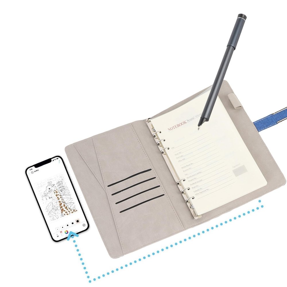 3 in 1 Digital Pen Smart Pen Writing Set, Smart Pens and Notebook for Note Taking, Convert to Text, Storing, and Sharing Paper Notes, Use with App, Compatible with Android (Blue)