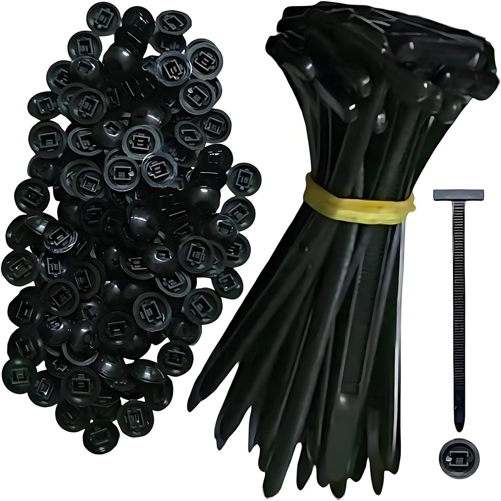150PCS Nylon Universal Cable Tie Buckle Heavy Duty Self-Locking Zip Ties Holder with Pin & Button Design, Plastic Cable Ties Tool Fasteners Car Body, UV Resistant Zipties for Car Daily Auto Fixing