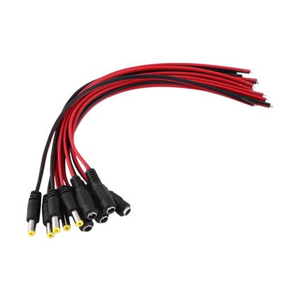 10pcs 12V CCTV Security Camera DC Male and Female Power Plug Cable Male Female DC Pigtail Connectors for CCTV -Security Camera, Black and Red