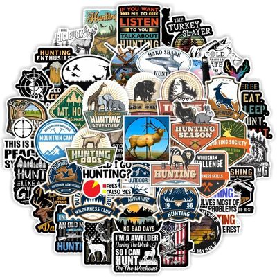 100PCS Hunting Stickers Pack, Waterproof Vinyl Decals for Outdoor Use, Laptop, Tumbler, Skateboard, Truck
