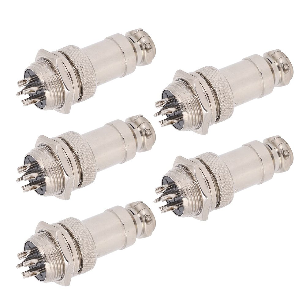 5Pcs Aviation Plug Connector M Fem Wire Panel Power Chassis Metal Fittings GX16 16mm 450V2pin Aviation PlugAviation ConnectorM Fem Wir is Fixed is and Pins (5pin)