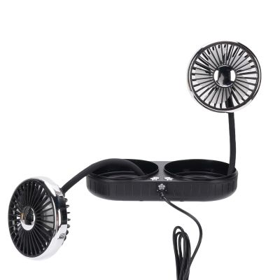 ANGGREK USB Car Cooling Fan, Dual Head Automobile USB Fan 360  Flexible Tube 3 Speed for SUVS SUVS RVS Trucks (Black)