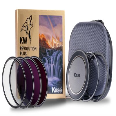 Kase Revolution Plus Master Filter Kit Magnetic Shockproof Tempered Optical Glass w Color Coded Rings inc CPL ND8 ND64 ND1000 Lens Cap & Case (77mm)