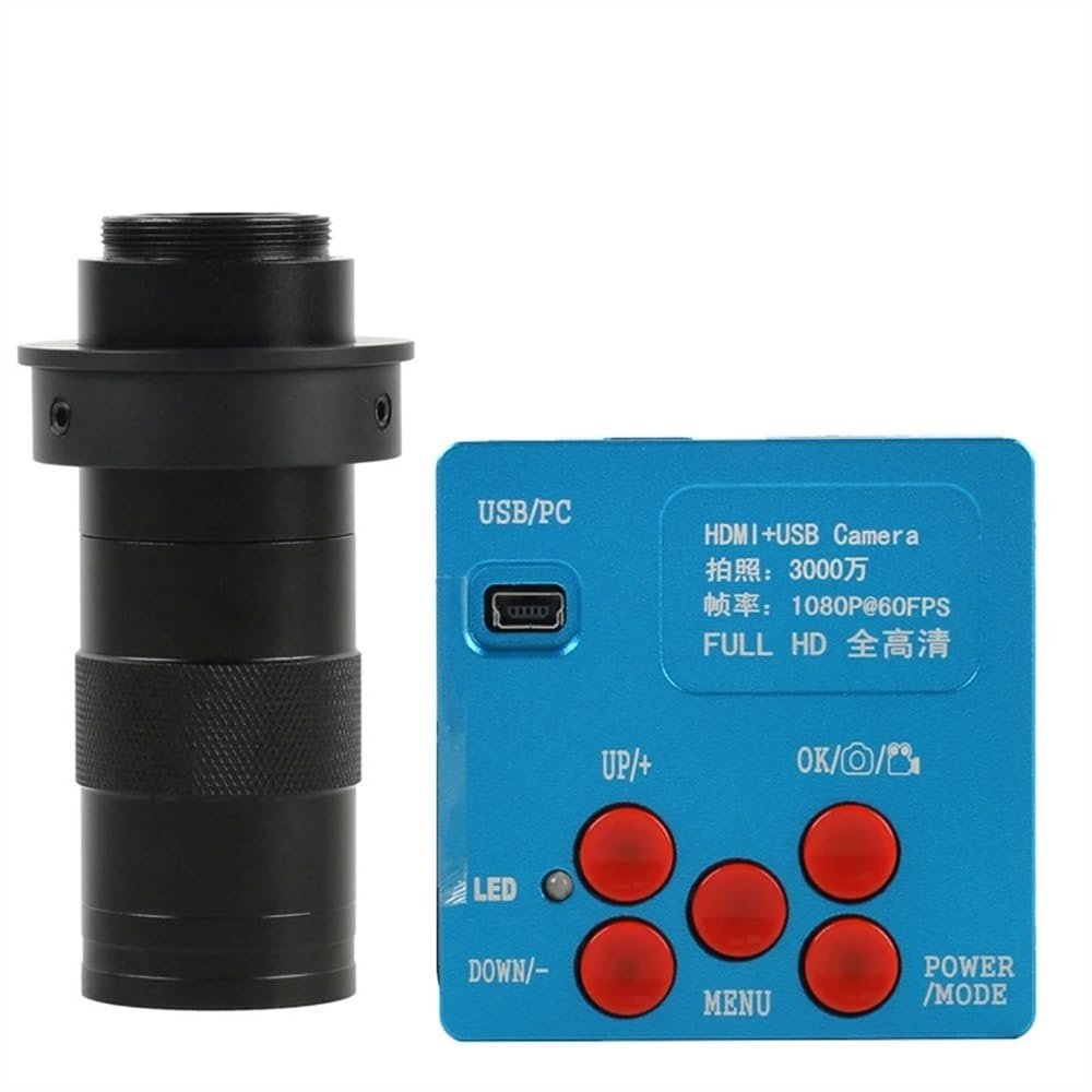 Lab Microscope Accessories Digital 1080P 2K 30MP Industry Video HDMI Microscope Camera with 130X 40mm Zoom C Mount Lens for PCB Repair Soldering