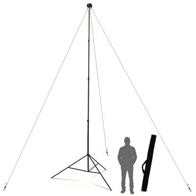 20FT Heavy Duty Tripod Stand with Rope, Spring-Assisted Telescoping Aluminum, 1/4" & 3/8" Screws, Portable for Sports & Outdoor Shooting