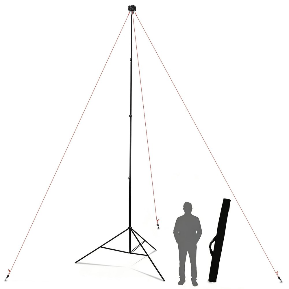 20FT Heavy Duty Tripod Stand with Rope, Spring-Assisted Telescoping Aluminum, 1/4" & 3/8" Screws, Portable for Sports & Outdoor Shooting