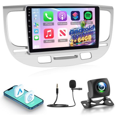 [2+64G] NHOPEEW Android Car Radio for KIA Rio 2005-2011 with Wireless Carplay and Android Auto - 9 Inch Touch Screen Car Stereo - DSP/GPS Navigation/WiFi/SWC/Bluetooth + AHD Backup Camera