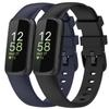 2 Pack Compatible with Fitbit Inspire 3 Bands, 15.4mm Width Soft Silicone Adjustable Sport Replacement Band for Women Men (Black/Navy Blue, Large) view 1