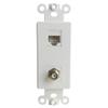 CAT6 Ethernet Coax Decorator Insert Wall Plate Female to Female - Coaxial CAT 6 RJ45 Keystone Jack Faceplate for Decorator Wallplate view 1