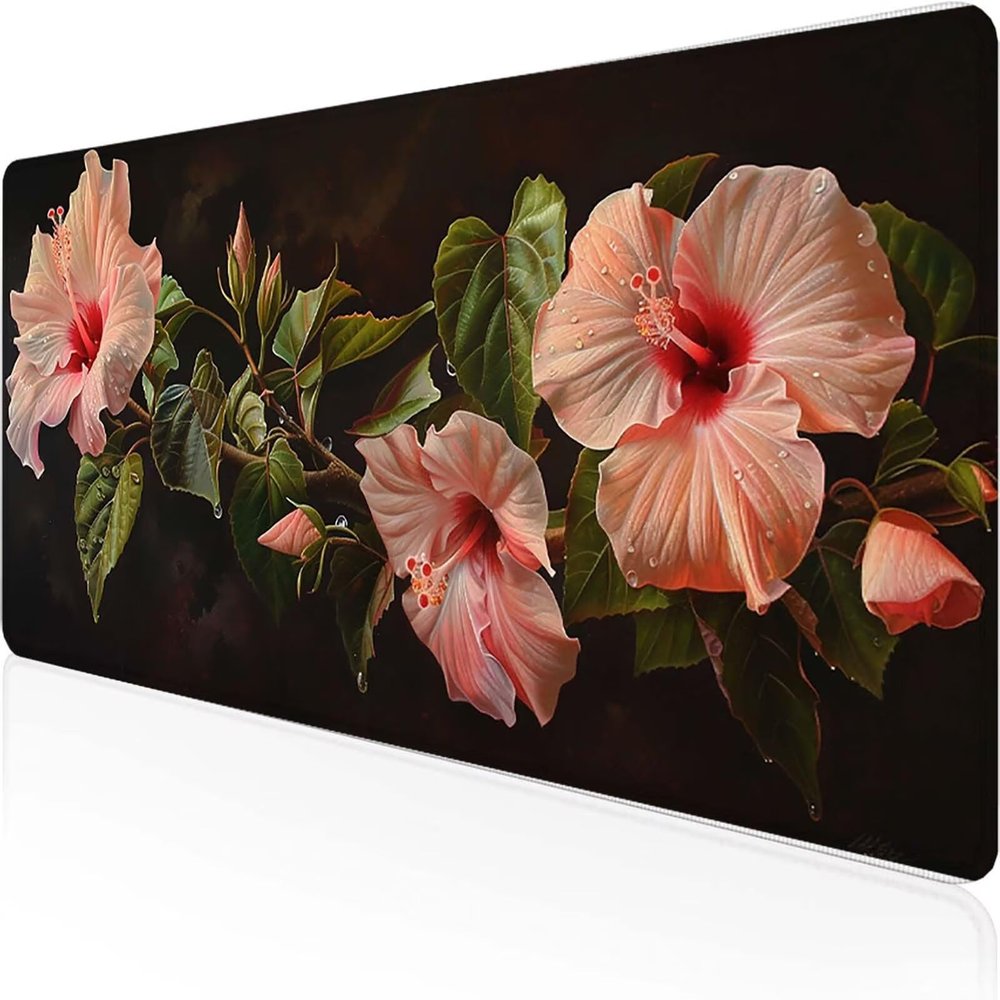 Mouse Pad Lily Gaming Mouse Pad 59.06 x 31.5 inch, Computer Desk Mat Pink Keyboard Mat with Stitched Edges Waterproof Anti-Slip Rubber Base Smooth Surface for Home Office Accessories, Gifts 6-L