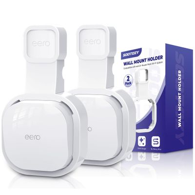 Wall Mount Holder for eero 6 and for eero 6+ Router Mesh Wi-Fi System No Messy Wires, Space-Saving Outlet Wall Mount Holder for eero 6 Plus Extender, Stand Bracket for eero 6+ (White-2pcs)