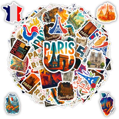 100PCS Paris Stickers Pack Travel Vinyl Waterproof France Sticker for Teens Adults Aesthetic Decal Decorative Funny Car Bumper Decals Water Bottle Helmet Phone Birthday Gift