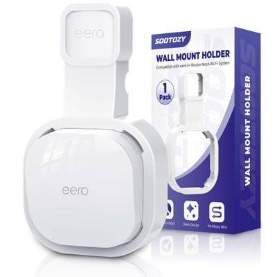 Wall Mount Holder for eero 6 and for eero 6+ Router Mesh Wi-Fi System No Messy Wires, Space-Saving Outlet Wall Mount Holder for eero 6 Plus Extender, Stand Bracket for eero 6+ (White-1pcs)