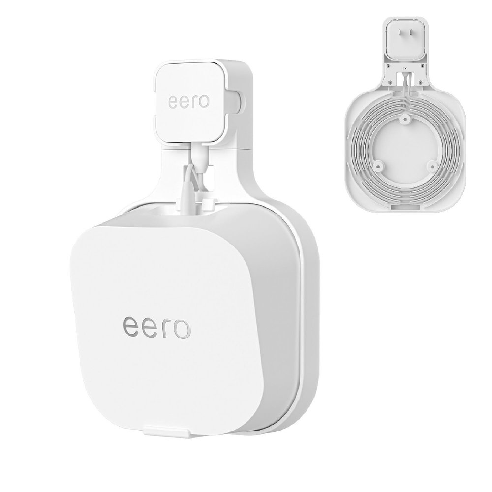 Wall Mount Holder for eero 7 Home WiFi System - Space Saving Wall Bracket with Cable Management, Vertical/Horizontal Plug Option, White (1 Pack)