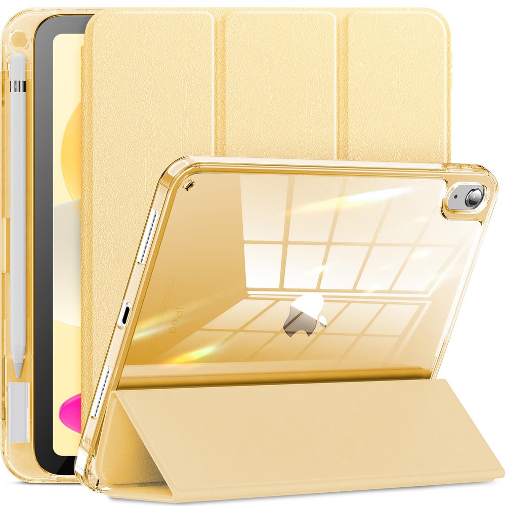 INFILAND Compatible with iPad (A16) 11th Generation 11 Inch 2025 Case, iPad 10th Generation Case 2022 10.9 Inch, Clear Slim Protective Cover with Apple Pencil Holder, Charging Adapter (Champagne Gold)