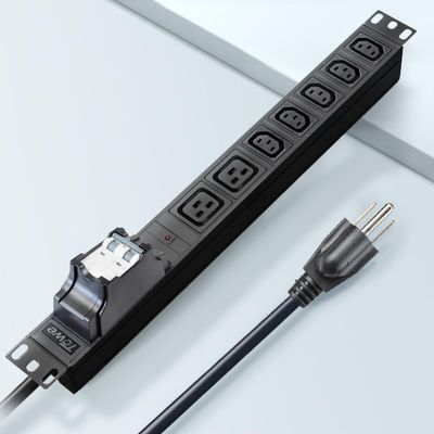 2 Outlet IEC C19 Metal & 5 C13 Wall Mount Heavy Duty Wide Spaced Long Power Strip with Air Switch &10FT Plug Cable16A Rack Mountable PDU/Data Center Power Distribution