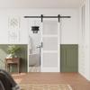 3-Lite Frosted Glass and Wood Sliding Barn Door with Installation Hardware Kit,48"84" view 1