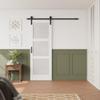 3-Lite Frosted Glass and Wood Sliding Barn Door with Installation Hardware Kit,48"84" view 2