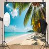 10X8ft Summer sea Backdrop Tropical Beach Vacation Beach Photo Backdrop Blue Sky and Sunshine Theme Party Photography Backdrops Decorations view 3