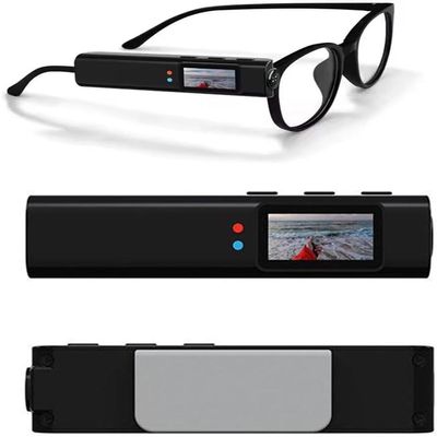 High-Resolution 2.7K Wearable Camera, Portable Small Digital Video Body Cameras, Head Mounted Sports Video Recording Camera Glasses for Travelers/Business (Black 1pcs Without Glasses)