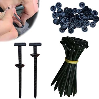 Nylon Universal Cable Tie Buckle,Heavy Duty Self-Locking Zip Ties Holder,Multipurpose Plastic Cable Ties Tool with Pin & Button for Car Daily Repair (150)
