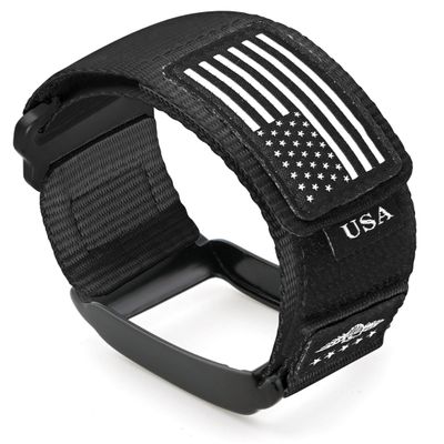 Abanen Rugged Nylon Sport Wristband with Alloy Bumper Compatible with Whoop 4.0, Sport Strap with Stars-Stripes Flag for Whoop 4.0 Band (Black)