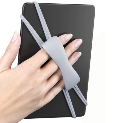 Goodliest Silicone Hand Strap for Kindle Tablets Universal High Elasticity Secure Lightweight E-Book Reader Finger Handle Grip Holder for Kindle Accessories Grey