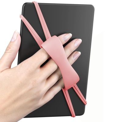 Goodliest Silicone Hand Strap for Kindle Tablets Universal High Elasticity Secure Lightweight E-Book Reader Finger Handle Grip Holder for Kindle Accessories Pink