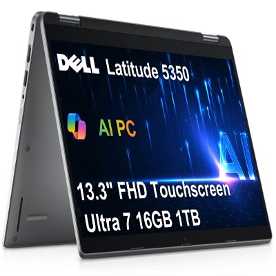 Dell Latitude 5350 5000 2-in-1 Business Laptop (13.3" FHD Touchscreen, Intel 12-Core Ultra 7 165U vPro, 16GB DDR5 RAM, 1TB SSD), 1080p Webcam w/Shutter, 2x Thunderbolt 4, HDMI, Win 11 Pro, AI PC