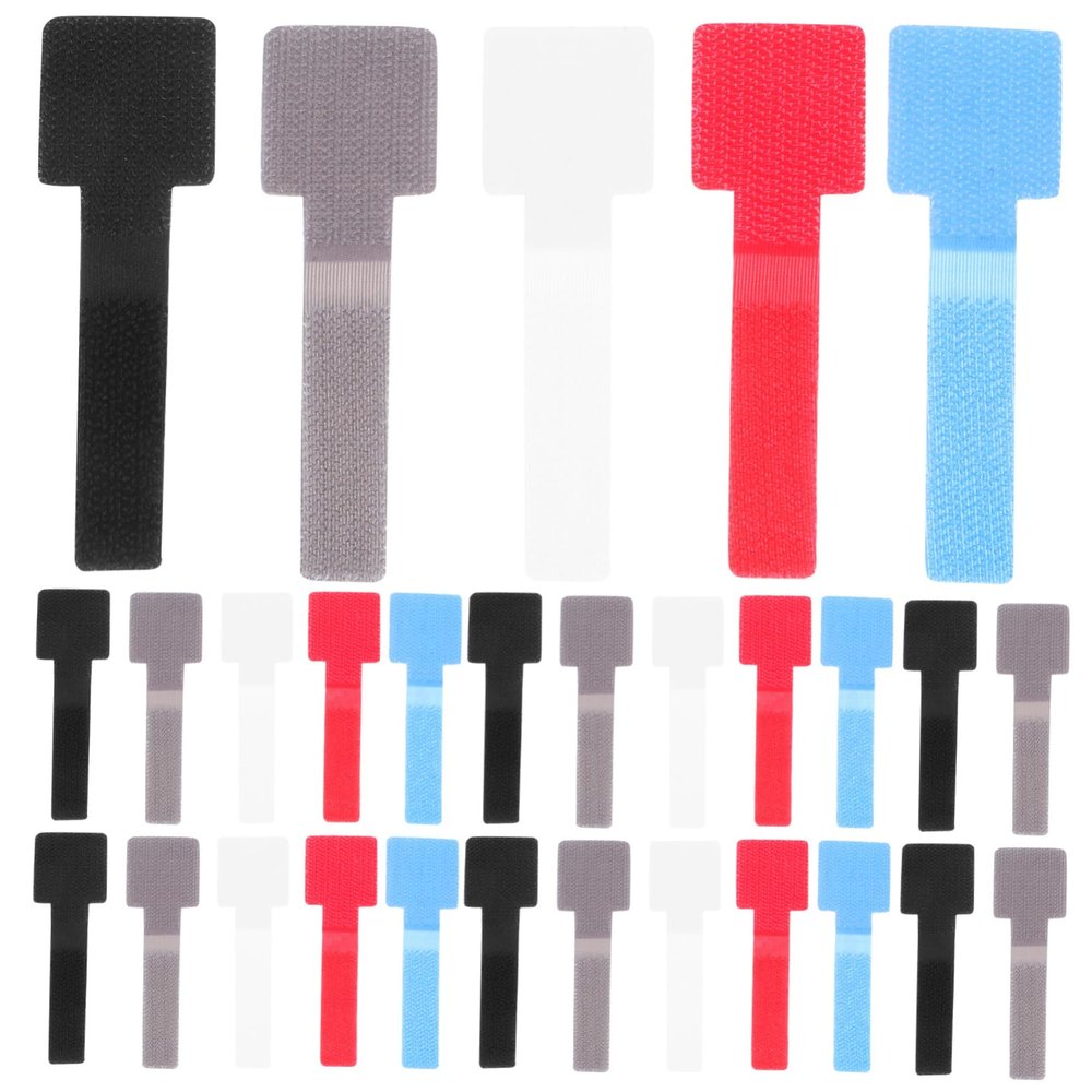 FOYTOKI 50pcs Reusable Cable Straps: Adhesive Cord Keeper Wire Management Clips For Desk Organization - Office Home And Gaming Room