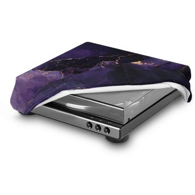 Qehuruxo Purple Marble Record Player Turntable Protector  Dustproof & Scratch-Resistant Cover for SL-PC11/SLD-20  Lightweight, Foldable & Portable Design