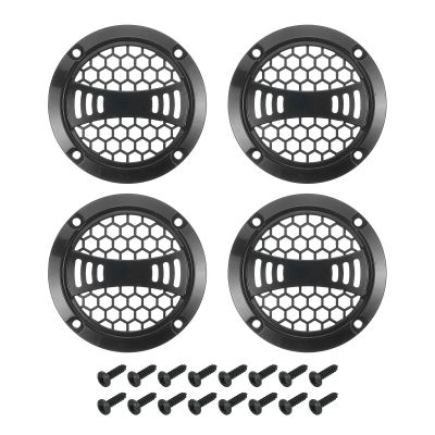 MECCANIXITY 4 Pcs 2inch Black Speaker Grill Mesh Plastic Woofer Guard Protector Dust Cover Black Decorative Circle Plastic Frame with Screws for Home Audio Car Speaker Replacement