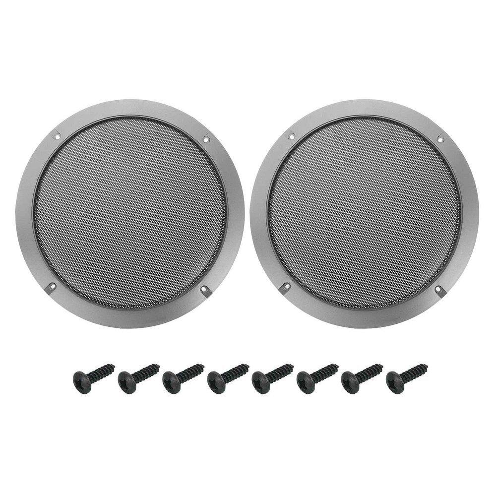 MECCANIXITY 2 Pcs 8inch Black Speaker Grill Mesh Metal Woofer Guard Protector Dust Cover Iron Gray Decorative Circle ABS Frame with Screws for Home Audio Car Speaker Replacement