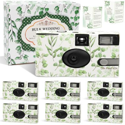 Entallor 6 Pack Disposable Cameras Bulk for Wedding, Eucalyptus Single-Use 35mm Film Disposable Camera with Flash, ISO 400 17 Exposures for Outdoor Travel Gathering Anniversary Birthday Party Supply