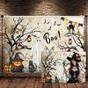 10X10ft Halloween Photo Backdrop Photography Background, Happy Birthday Horror Scream Boo Ghost Dog Pumpkins Backdrops Photo Booth Prop Decorations Banner Balloons Wall Decor Tablecloth view 2