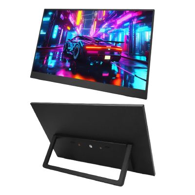 15.6" Portable Monitor, 1920x1080 Ultra Slim HDR Display with Type C, Built in Stand for Laptop Phone RasPi