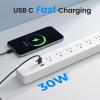 GHome Smart Power Strip, WiFi Surge Protector with 6 Individually Controlled Outlets, 3 USB Ports (2 USB-A and 1 USB-C), Compatible with Alexa & Google Home, Flat Plug, for Home Office view 2