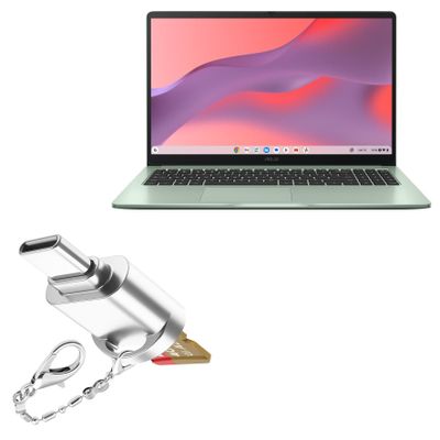 BoxWave Adapter Compatible with ASUS Chromebook (CX15) Model CX1505CKA (15.6 in) - Micro SD Card miniReader, USB Type-C OTG Reader USB3.0 Adapter Keychain - Metallic Silver