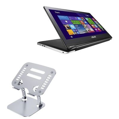 BoxWave Stand and Mount Compatible with ASUS Q551 - Executive VersaView Laptop Stand, Ergonomic Adjustable Viewing Angle Metallic Riser - Metallic Silver